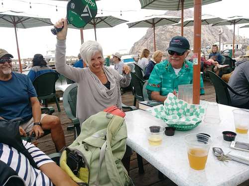 Patio gathering after pickleball